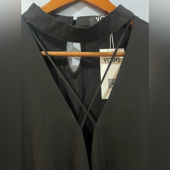 Yoins Black Deep V Open Front Blouse Long Sleeve Plus Size XXL NWT - Picture 3 of 10